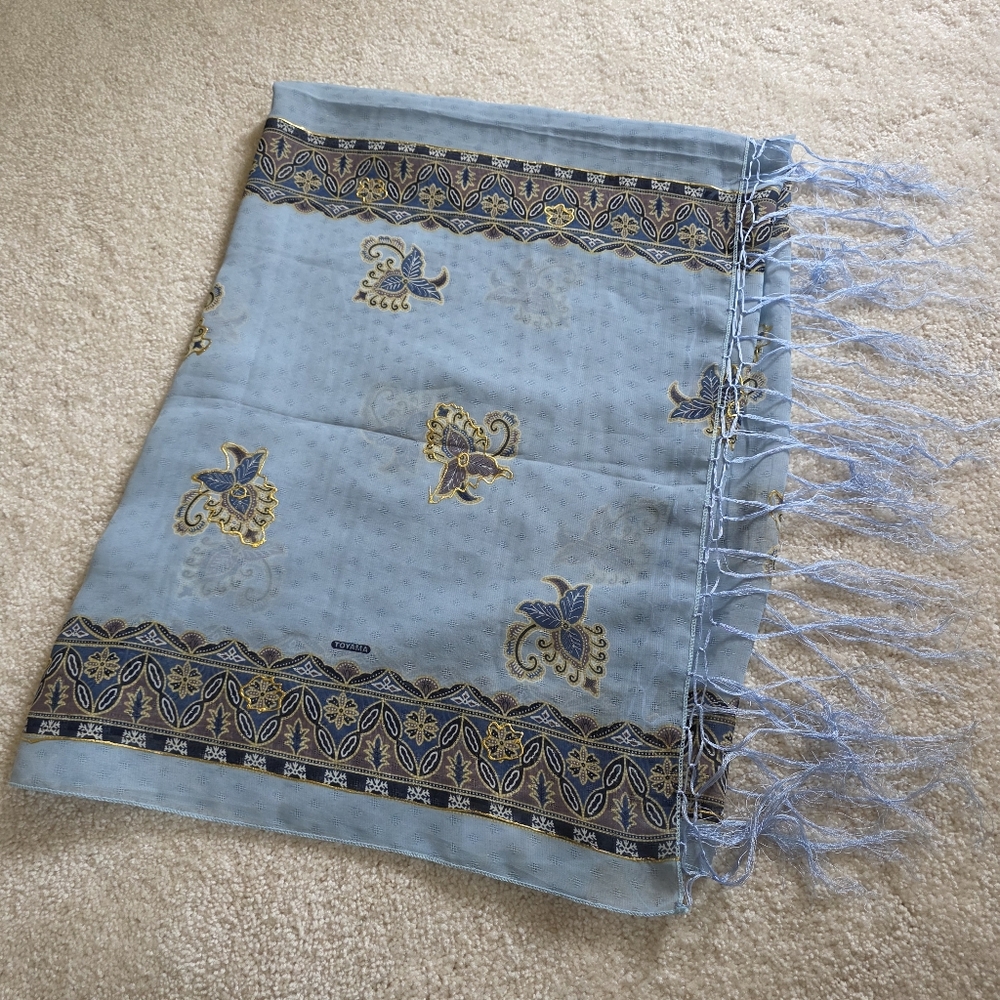 Blue and Gold Scarf Sheer Scarf Wrap